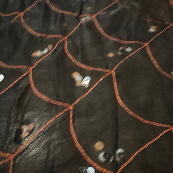 COLLECTION XIIX Black, Sheer Neck Scarf Halloween Spider Web Sequins 12”Wx56”L - Picture 5 of 8